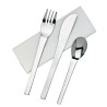 Kit couverts inox 4/1: couteau fourchette cuillère serviette 16 cm - 50 unités