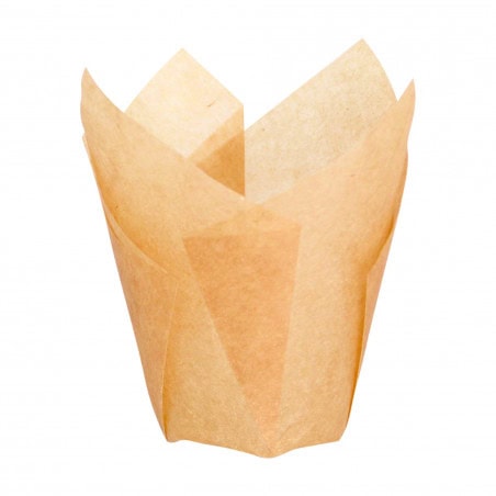 Caissette de cuisson forme tulipe en papier brun siliconé Caissette de cuisson forme tulipe en papier brun siliconé