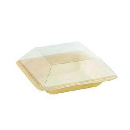 Couvercle transparent pour assiette jetable en bois