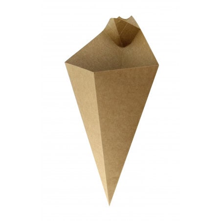 Cônes carton kraft avec compartiment à sauce Cônes carton kraft avec compartiment à sauce