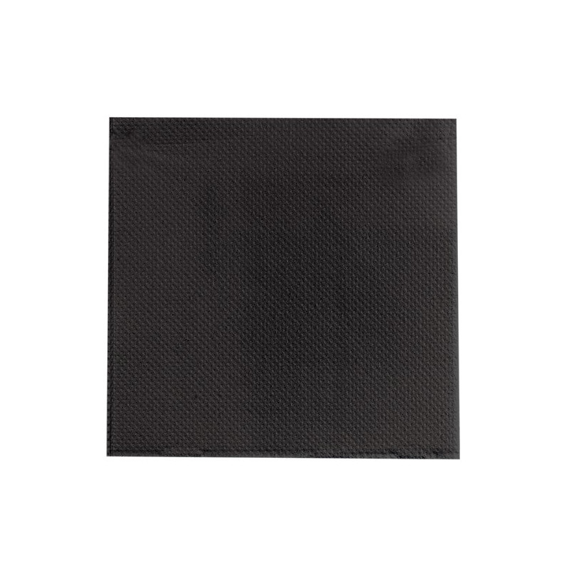 Serviette micropoint noire 2 plis 38 x 38 cm - 40 unités
