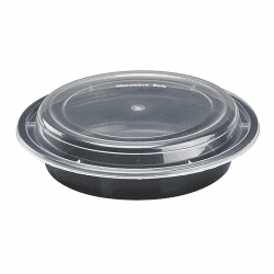 Bol Rond Pp Noir Avec Couv Transparent 500 Ml