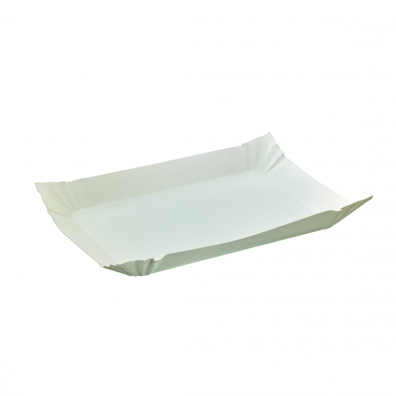 Assiette barque en carton blanc 24 x 18 x 2 cm - 250 unités