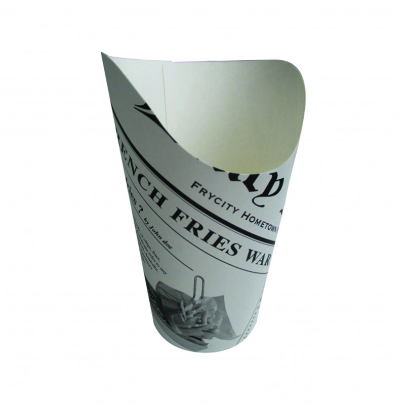 Gobelet snack carton blanc décor journal Diam: 8,8 cm 8,8 x 6 x 13,3 cm - 50 unités