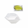 Assiette rectangulaire blanche en pulpe "Eco-Design" Par 50 unités L: 13 cm x l: 8,5 cm x H: 2,8 cm x P: 6,5 g