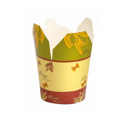 Pot carton blanc base ronde décor "Pasta" Par 50 unités L: 8 cm x l: 8 cm x H: 10 cm x P: 14,82 g