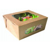 Boîte salade carton kraft brun à double fenêtre Par 30 unités L: 15,9 cm x l: 13,6 cm x H: 6,5 cm x P: 27,1 g