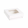 Boîte "Kray" carrée carton blanc avec couvercle à fenêtre Par 25 unités L: 15,5 cm x l: 15,5 cm x H: 5 cm x P: 28 g