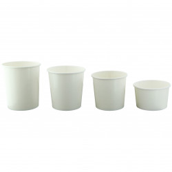 Pot carton blanc chaud et froid Par 50 unités L: 9,7 cm x l: 7,5 cm x H: 10 cm x P: 6 g