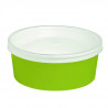 Saladier rond en carton vert avec couvercle  580 ml "Buckaty" Par 24 unités L: 15 cm x l: 13 cm x H: 5 cm x P: 25,02 g