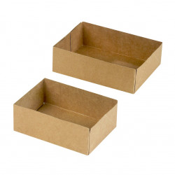 Boîte pâtissière carton brun sans couvercle Par 25 unités L: 16 cm x l: 12 cm x H: 4,5 cm x P: 15,8 g