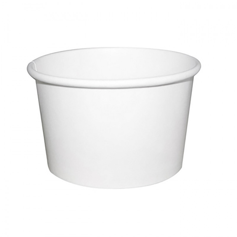 Pot carton blanc chaud et froid avec couvercle carton 230 ml Diam: 9 cm 9 x 6,1 cm - 25 unités