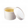 Pot carton blanc chaud et froid avec couvercle carton Par 25 unités L: 9 cm x H: 6,1 cm x P: 15,2 g