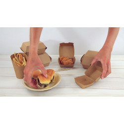 Boîte burger carton kraft brun Par 50 unités L: 7,5 cm x l: 7,5 cm x H: 5 cm x P: 4,9 g