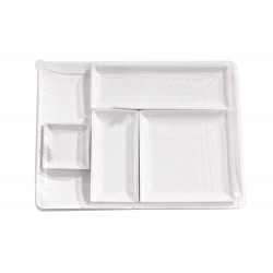 Assiette rectangulaire blanche en pulpe "BioNChic" Par 100 unités L: 27 cm x l: 9 cm x P: 13,9 g