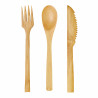 Kit couverts bambou 3/1: couteau fourchette cuillère, emballage transparent Par 50 unités H: 16 cm x P: 20 g