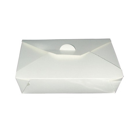 Boîte à repas en carton blanc 21x16x5cm