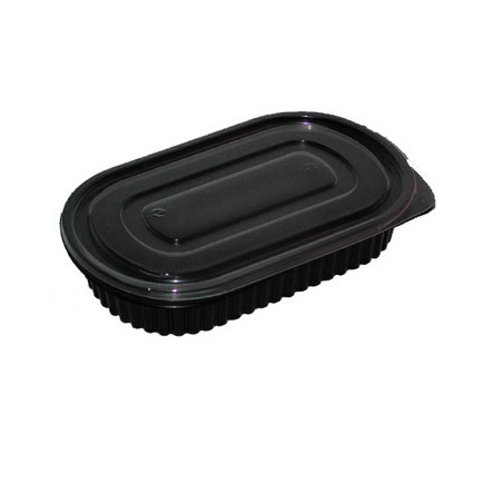Boîte repas noire en plastique alimentaire