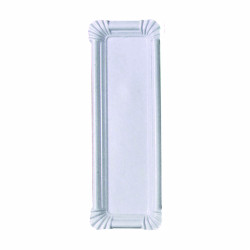 Assiette rectangulaire en carton recyclé blanc Par 250 unités L: 23 cm x l: 8 cm x P: 5,9 g