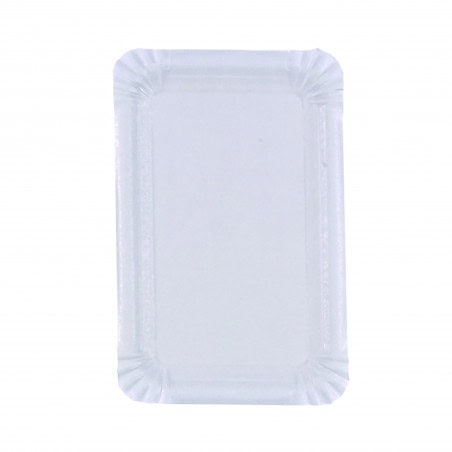 Assiette rectangulaire en carton recyclé blanc Par 100 unités L: 13 cm x l: 20 cm x P: 5,14 g