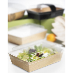 Panier à salade carton kraft brun laminé interieur blanc Par 200 unités L: 22 cm x l: 17 cm x H: 4 cm x P: 13,46 g