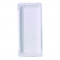 Assiette rectangulaire en carton recyclé blanc Par 250 unités L: 24 cm x l: 11 cm x P: 8,6 g