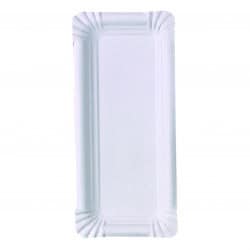 Assiette rectangulaire en carton recyclé blanc Par 250 unités L: 24 cm x l: 11 cm x P: 8,6 g