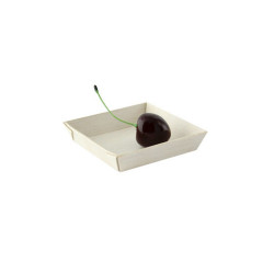Barquette carrée en bois "Samouraï" Par 20 unités L: 7 cm x l: 7 cm x H: 1,5 cm x P: 5 g