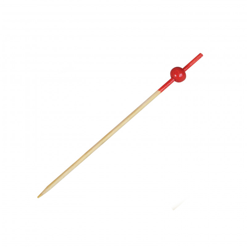 Pique bambou décor et boule rouge "Kyoto" 9 cm - 100 unités