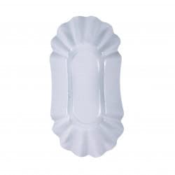 Assiette creuse ovale en carton laminé blanc Par 250 unités L: 19,5 cm x l: 11 cm x H: 3,2 cm x P: 8,2 g