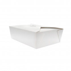 Boîte repas carton blanc Par 50 unités L: 21,5 cm x l: 16 cm x H: 6,5 cm x P: 40,45 g
