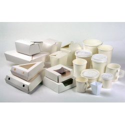 Boîte repas carton blanc Par 50 unités L: 21,5 cm x l: 16 cm x H: 6,5 cm x P: 40,45 g