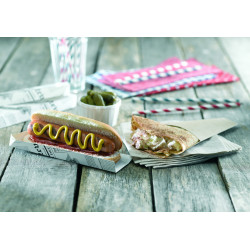 Support hot-dog carton impression journal Par 50 unités L: 18 cm x l: 4 cm x H: 1,9 cm x P: 3,7 g