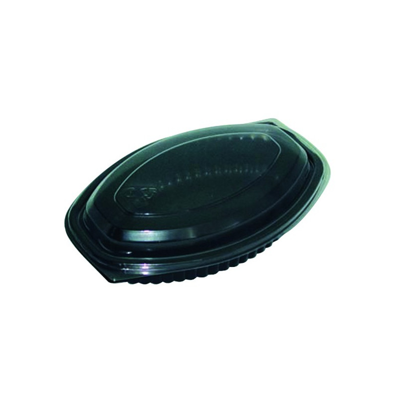Cassolette plastique PP ovale noire 400 ml 20,7 x 14,3 x 2,7 cm - 100 unités