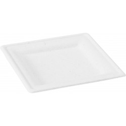 Assiette carrée blanche en pulpe Par 50 unités L: 20 cm x l: 20 cm x P: 18 g
