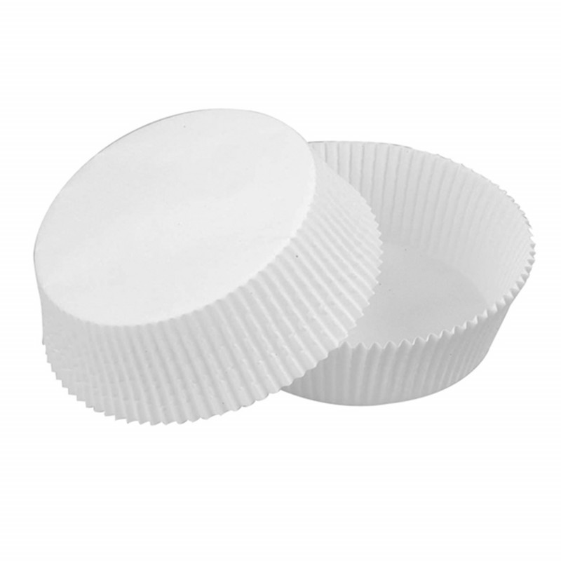 Caissette papier de cuisson ovale blanche siliconée Par 100 unités L: 16 cm x l: 14 cm x H: 3,5 cm x P: 1 g