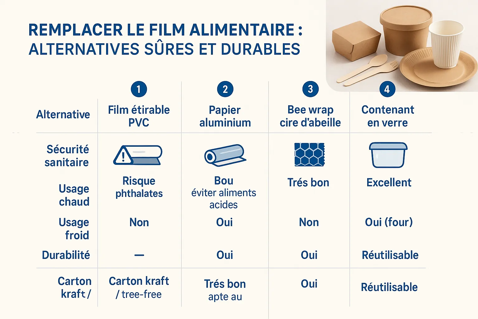 Infographie : Remplacer le film alimentaire : alternatives sûres et durables
