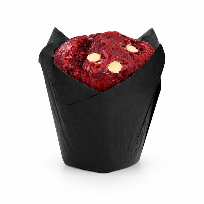 Caissette de cuisson tulipe en papier noir ingraissable - Ø base 3 cm - H 6 cm - 120 unités