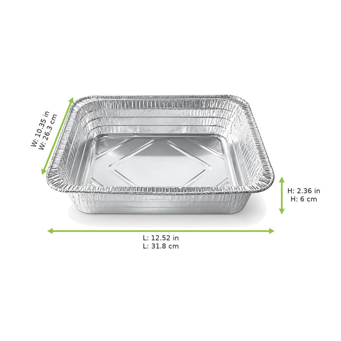 Barquette rectangulaire en aluminium refermable - 3100 ml - 31,8 cm x 26,4 cm x 6 cm - dimensions