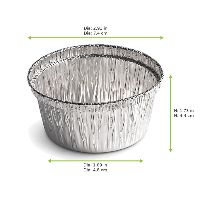 Gobelet rond en papier d'aluminium - 120 ml - Ø 7,4 cm - H 4,4 cm - dimensions