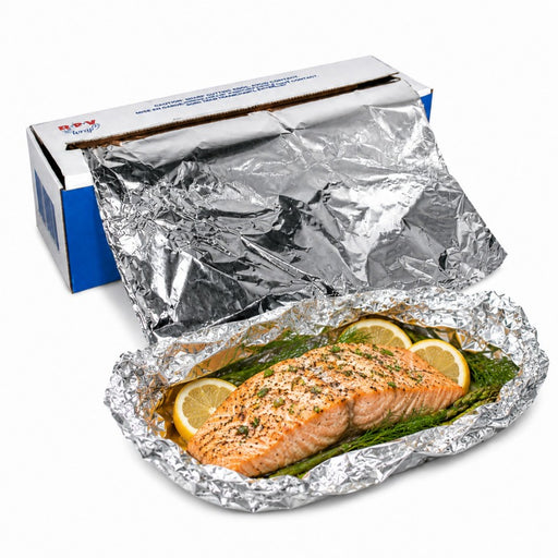 Rouleau de film aluminium de 10 microns, de 45 cm de large et 200 m de long, en boîte carton distrib 500x90mm H90mm - 6Pcs