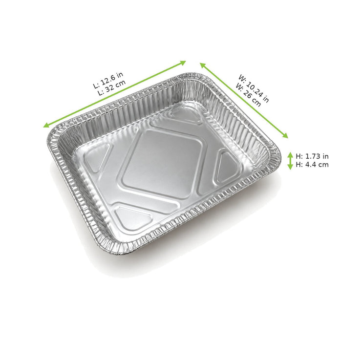 Barquette rectangulaire en aluminium gastronorme 1/2 - 2100 ml - 32 cm x 26 cm x 4,4 cm - dimensions
