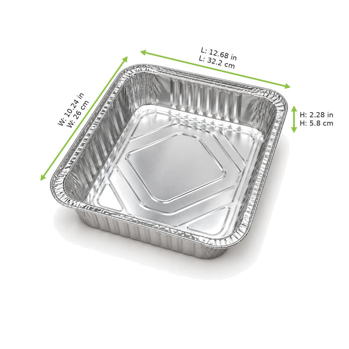 Barquette rectangulaire en aluminium gastronorme 1/2 - 3000 ml - 32,2 cm x 26 cm x 5,8 cm - dimensions