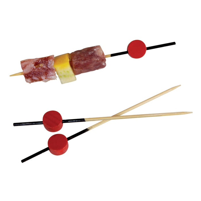 Pique bambou noir avec décor rouge "Atami" 9 cm - 100 unités