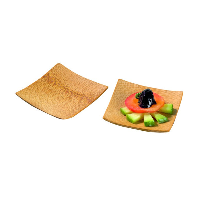 Mini assiette bambou carrée lisse "Krabi" 6 x 6 cm - 24 unités