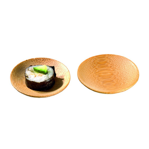 Mini assiette ronde bambou "Ping" - Ø 6 cm - H 1 cm - 24 unités