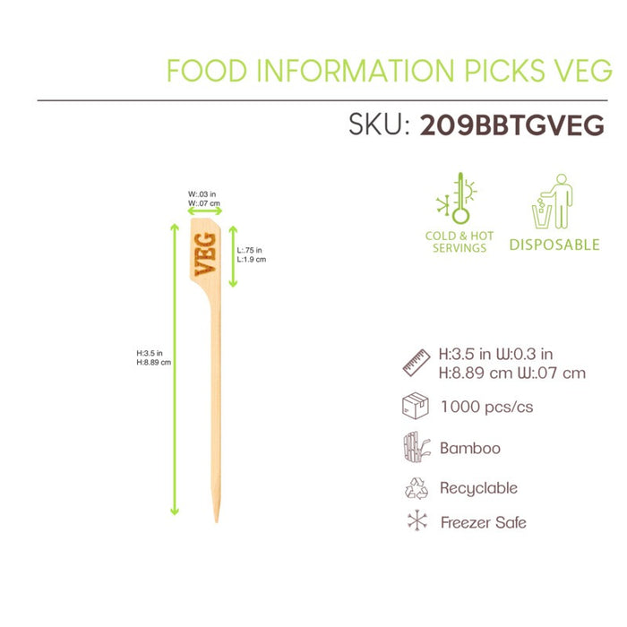 Pique bambou "Teppo Gushi" végétarien "veg" 9 cm - 100 unités