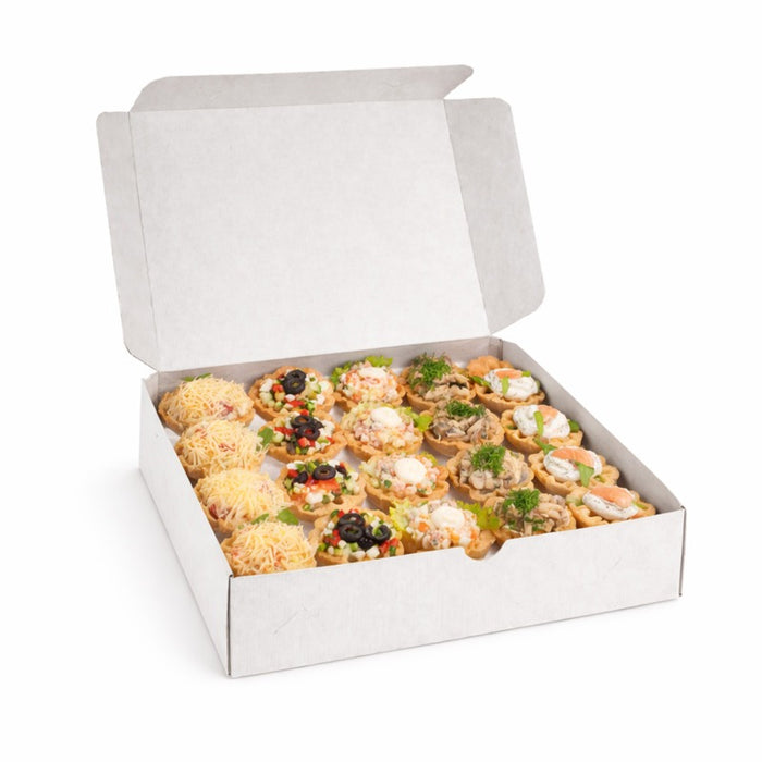 Boîte traiteur lunch carton microcannelé blanc 28 x 19 x 6 cm - 25 unités