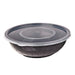 Bol PP rond noir avec couvercle transparent 720 ml - Ø 18,5 cm - H 5,3 cm - 50 unités
