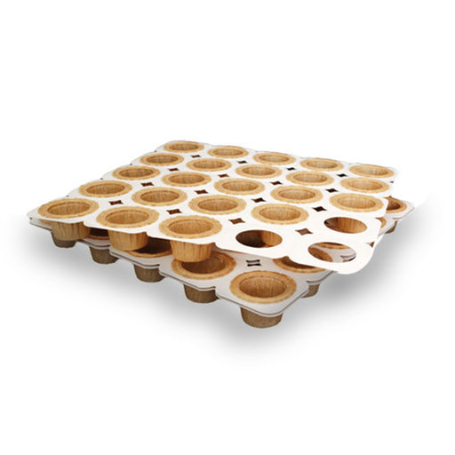Plateau cuisson carton avec 25 moules mini cake en papier kraft alvéolé 285x285mm H25mm - 50 Pcs